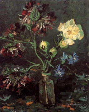 Jarrón con Miosotis y Peonías Vincent van Gogh Impresionismo Flores Pinturas al óleo